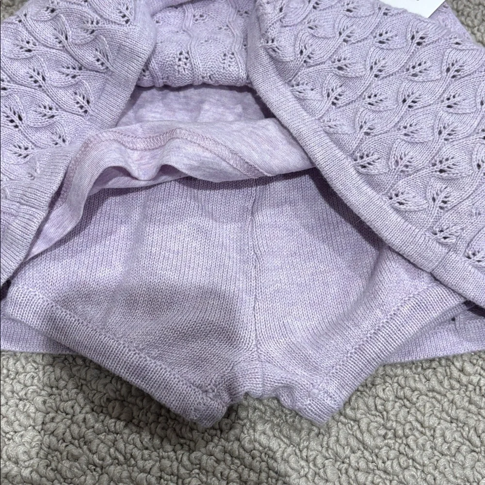 Janie and Jack Lavender Knit Outfit with White Collar